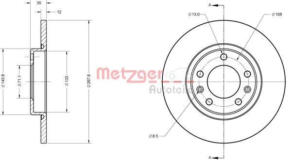 METZGER Hátsó féktárcsa 6110815_METZ